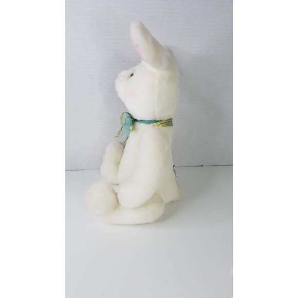 Gund Plush 11" Bunny Rabbit White Stuffed Animal Sitting Green Gold Ribbon - Picture 4 of 10